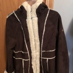 Hawke & Co size 14 faux fur warm longer coat